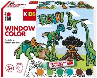 Zdjęcie produktu dla Marabu KiDS Zestaw kolorów do okien Dinozaury