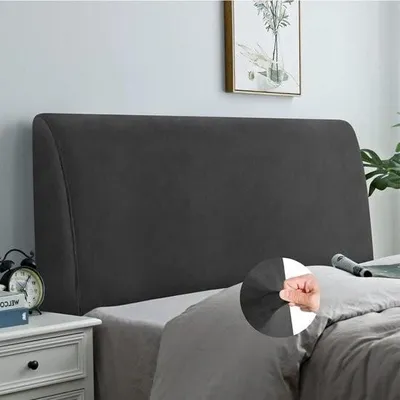 Obrázek produktu pro Potah na čelo postele, elastický, prachuvzdorný ochranný potah na sametové čelo postele s podšívkou - 150-170 cm - barva Queen - potah se zapínáním na zip