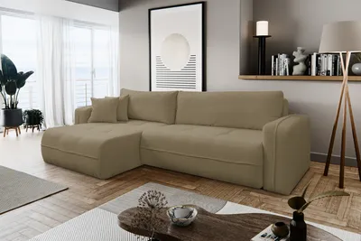 Produktbild von VENASI CLOUD Universell Ecksofa mit Schlaffunktion und Bettkasten Boucle BRAUN Schlafsofa Eckcouch Sofa