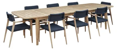 Produktbild von Ausziehbare Gartensalon recycelt Teakholz schwarz 8/10