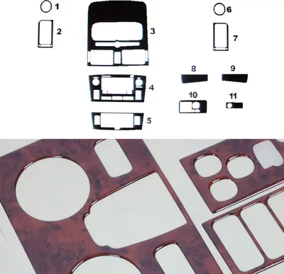 Produktbild von Innenraum Dekor Cockpit für Toyota Avensis 2003-2008 Wurzelholz Optik 11tlg