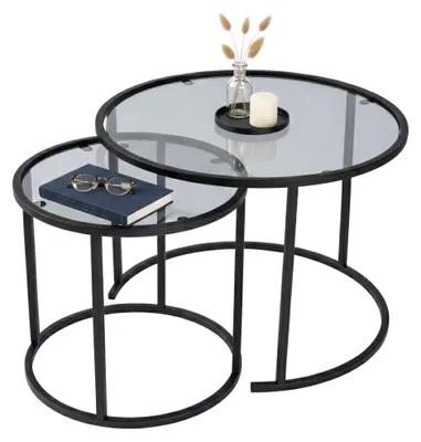 Produktbild von Xaden - Couchtisch, 60x60x43h cm Schwarz, 2er Set Beistelltische