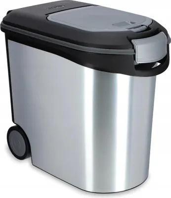Image de Conteneur pour nourriture pour chiens et chats - Poubelle pour nourriture - Capacité 12 kg - Argent