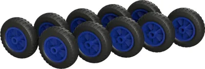 Immagine prodotto di 10 x Ruota in poliuretano Ø 160 mm cuscinetto a strisciamento compressore rotolo a prova di foratura, nero/blu