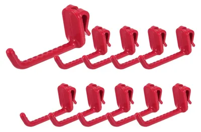 10 Rasterwandhaken, Kunststoff, 7,3 cm, rot