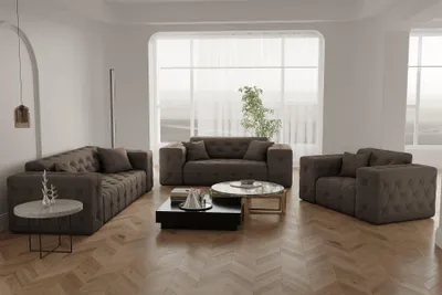 Produktbild von Sofaset Designersofa CHANTAL 3-2-1 in Stoff Opera Velvet Braun