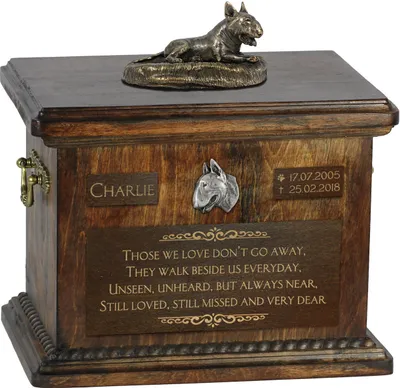 Immagine prodotto di Bulteriér V: Urna crematoria per cani con statuetta, urna crematoria personalizzata per cani del marchio Art-Dog