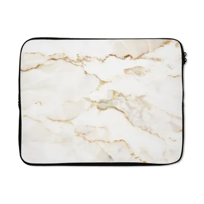 Produktbild von MuchoWow® Laptop Hülle 17 Zoll Laptoptasche Marmor - Limette - Gold - Luxus - Marmoroptik - Weiß - Zipper - Schutzabdeckung - Reisen zubehör