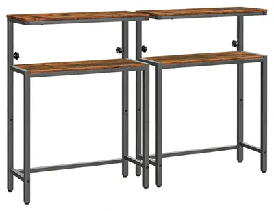 Produktbild von 2er-Set Konsolentische höhenverstellbar 80-100 cm Industrial Vintagebraun Schwarz