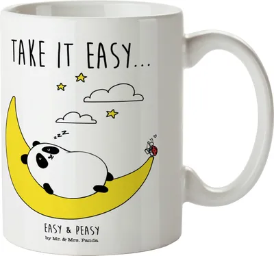 Produktbild von Mr. & Mrs. Panda Tasse Panda Easy - Weiß - Geschenk, schöne, kaffeebecher keramik, Pott, Teetasse
