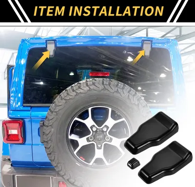 Image de 1 Ensemble De Charnières De Vitre Arrière Et De Buse D'Essuie-Glace Pour Jeep Wrangler Jl Jlu 2018-2024, Autocollants Décoratifs En Abs Noir