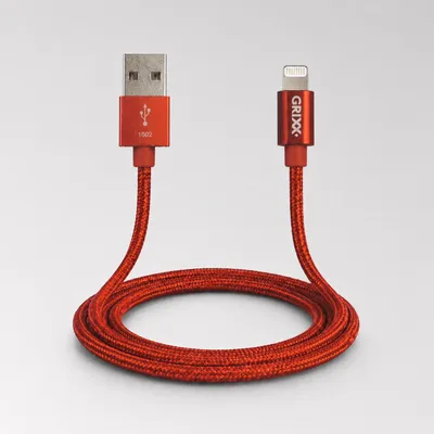 Productafbeelding van Grixx laadkabel USB-A naar Lightning 1 m MFi laden en data rood