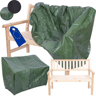 Produktbild von MODO24 Gartenbank Holz, 2-Sitzer, Schutzhülle PVC, Friesenbank, Parkbank, Massivholz, 90x117x70 cm, Natur unbehandelt, MIRA