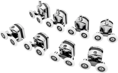 Produktbild von Ruhhy Duschkabine Rollen für Schiebetüren, Glasstärke 4 bis 6 mm, Silber, 24er Set