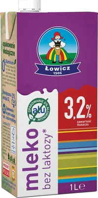 Obrázok produktu pre Łowickie UHT mlieko bez laktózy 3,2 % 1 l Łowicz