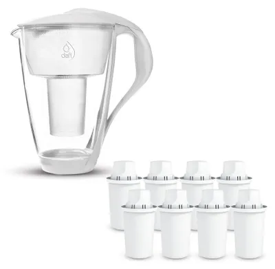 Zdjęcie produktu dla Dafi Szklany dzbanek filtrujący CRYSTAL LED biały 8 wkładów Classic