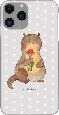 Produktbild von Mr. & Mrs. Panda Iphone 11 Pro Handyhülle Otter Blumenstrauß - Grau Pastell - Geschenk, Handy Case, Niedlich, Süß, Seeotter, See, Premium Kunststoff