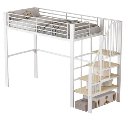 Produktbild von Hochbett,Stabile Metallkonstruktion mit geräumigem Stauraum unter dem Bett und Treppe Ideal für Kinder,Stauraumbett für maximale Platzeffizienz