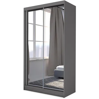 Image de BEAUTYSOFA armoire avec portes coulissantes DEBRA 150 cm - armoire avec tiroirs et miroir (graphite)