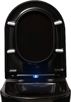 Produktbild von BERNSTEIN Duroplast WC-Sitz U1002 Schwarz mit LED-Beleuchtung & Soft-Close-Funktion – Antibakteriell, Take-Off, Passend für D-Form Toiletten