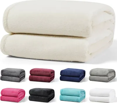 Produktbild von Kuscheldecke 220x240 cm Beige Wohndecke Flauschige Winter Decke Sofadecke Fleecedecke