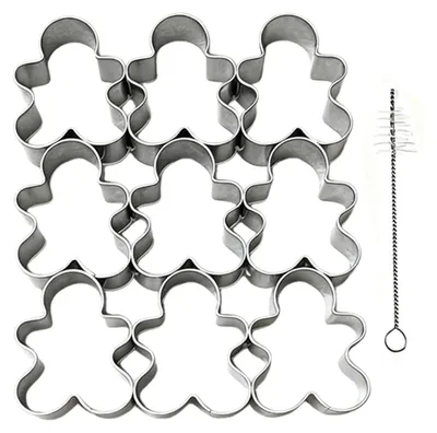 Produktbild von Lebkuchenmann-Ausstechformen, 9 Mulden, Backform aus Edelstahl für Kekse und Fondant, leicht zu reinigendes Backwerkzeug für zu Hause und festliche Anlässe