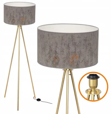 Produktbild von Cerlux Trigni Stehlampe Metall Gold Grauer Schirm 136cm
