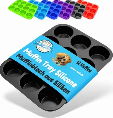 Produktbild von Silikon Muffinblech für 12 Cupcakes Schwarz Backform