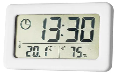 Produktbild von Digitaler Wecker mit Thermometer und Hygrometer, LED-Anzeige für elektronische Luftfeuchtigkeit im Innenbereich,White