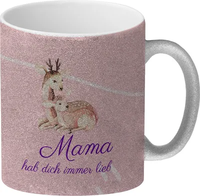 Produktbild von Mama hab dich immer lieb Glitzer-Kaffeebecher Besonders geeignet als Geschenk
