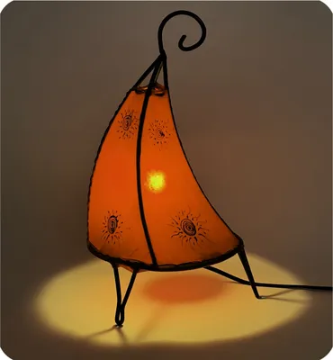Produktbild von Orientalische Lampe Hennalampe marokkanische Lederlampe Tischleuchte Stehleuchte Henna Tissir Sonne 35-38 cm, orange