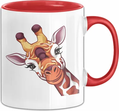 Produktbild von Giraffe Tasse Giraffenkopf Gesicht Tier Afrika Zoo Geschenk (Rot)