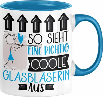 Produktbild von Glasbläserin Geschenk Tasse Geschenkidee für Glasbläserin Geburtstag Weihnachten Spruch So Sieht Eine Richtig Coole Glasbläserin Aus Kaffee-Becher  (Blau)