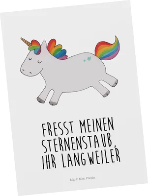 Produktbild von Mr. & Mrs. Panda Postkarte Einhorn Happy - Weiß - Geschenk, Spaß, Postkarten, Unicorn, Ansichtskarte, Einhörner, Grußkarte, Designkarte, Freude, glücklich, Fotokarte