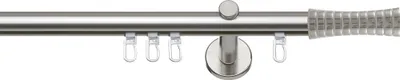 Produktbild von SN Deco Gardinenstange Innenlauf Nancy, 19 mm, 1-läufig, Stahl, Komplett-Set mit Ringen, Profilträger, 300 cm, edelstahl optik