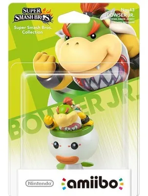 A product shot of a Bowser Jr. amiibo figure in its retail packaging.