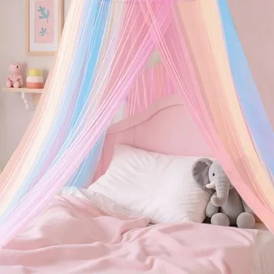Produktbild von Betthimmel Mädchen, Regenbogen Moskitonetz Bett | Moskitonetz Betthimmel für Mädchen Zimmerdekoration, Fliegennetz Moskitonetze Für Reise Und Zu Hause Indoor Outdoor