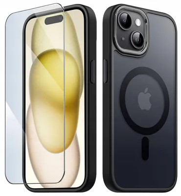 Immagine prodotto di Custodia opaca MagSafe per iPhone 15 + pellicola protettiva per lo schermo 9H