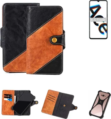 Produktbild von K-S-Trade Handyhülle Schutzhülle Bookstyle Case Wallet-Case kompatibel mit Oppo Reno Ace Handy Cover Bumper Klapphülle schwarz hellbraun 1x