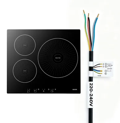 Obrázok produktu pre VEVOR indukčná varná doska s 3 zónami, vstavaná indukčná varná doska s výkonom 6200 W, indukčná varná doska s 9 stupňami výkonu, LED dotykovým ovládaním, sklenenou keramickou doskou a detskou poistkou, vhodná do kuchyne a do obytných vozidiel