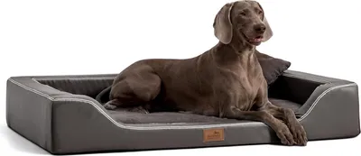 Produktbild von tierlando® Orthopädisches LUXUS-Hundebett MELODY LATEX Soft Kunstleder Velours - Größe: 85x60cm | Farbe: 02 Graphit