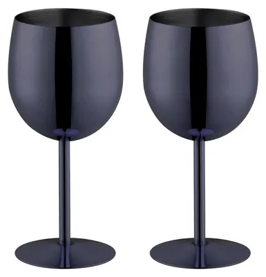 Weißweingläser Set 2er 18/8 Edelstahl 350 ml schwarz