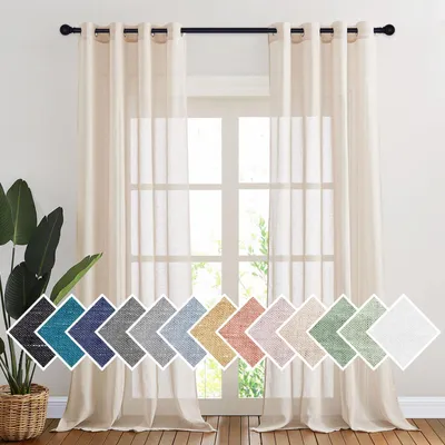 Transparente Vorhänge 2er-Set 140x245 cm Beige mit Ösen