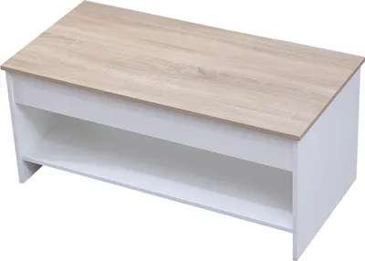Produktbild von Couchtisch mit hochklappbarer Platte weiß und Holz HEDDA