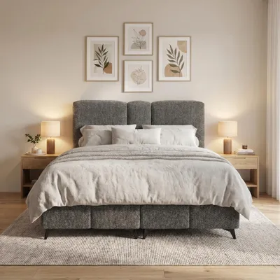 Produktbild von ELVORA DESIGN. Boxspringbett 160x200 cm Bettkasten und Matratze, COZY 2, Dunkelgrau