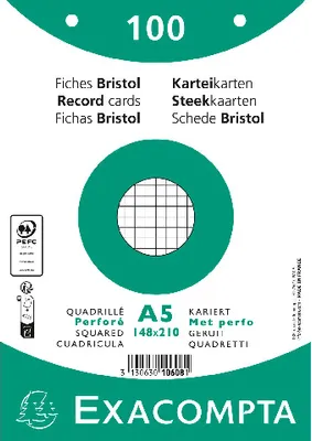 Produktbild von Exacompta 10x Karteikarten 148x210 kar perf ws 100St - Weiß - 10608E