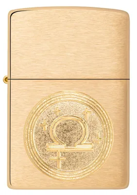 Produktbild von ZIPPO - Libra Emblem - Brushed Brass Gold Waage Sternzeichen Sturmfeuerzeug nachfüllbar Benzin 60006109