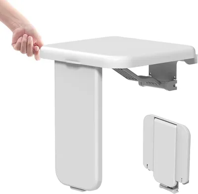 Obrázok produktu pre Skladacia stolička do sprchy – Bezpečnosť pri sprchovaní – Nosnosť 200 kg – Výška sedadla 455 cm – Biela