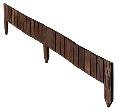 Obrázek produktu pro Zahradní palisádový plot – dřevěná ohraničení trávníku – sada 10 x 114 cm – snadná montáž – bronzová barva