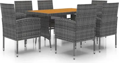 Produktbild von vidaXL 7-tlg. Garten-Essgruppe Poly Rattan Grau